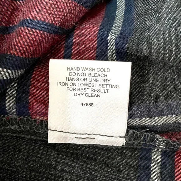 Plaid Ruffle Long Sleeve Cotton Blouse Sz Small Flannel Grunge Boho Ruffles - Picture 7 of 9